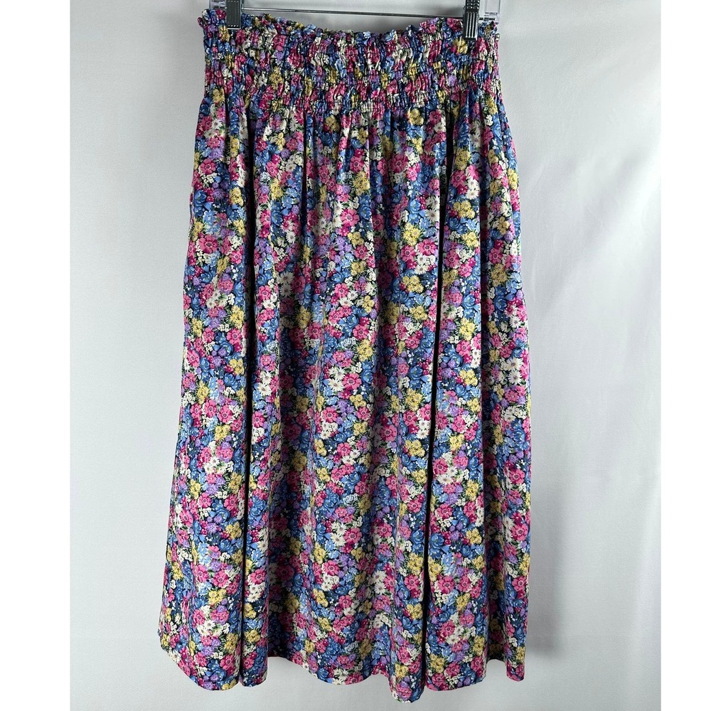 Old Navy Ditsy Floral Smocked Waist Cotton Midi Skirt L Cottagecore Romantic